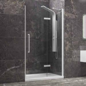 Kabinë dushi mur më mur Tinos 400 1300x2000 Bianco me kristal transparent Nano 8 mm