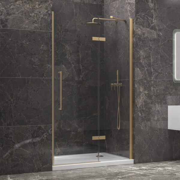 Kabinë dushi mur më mur Tinos 400 1300x2000 Oro me kristal transparent Nano 8 mm