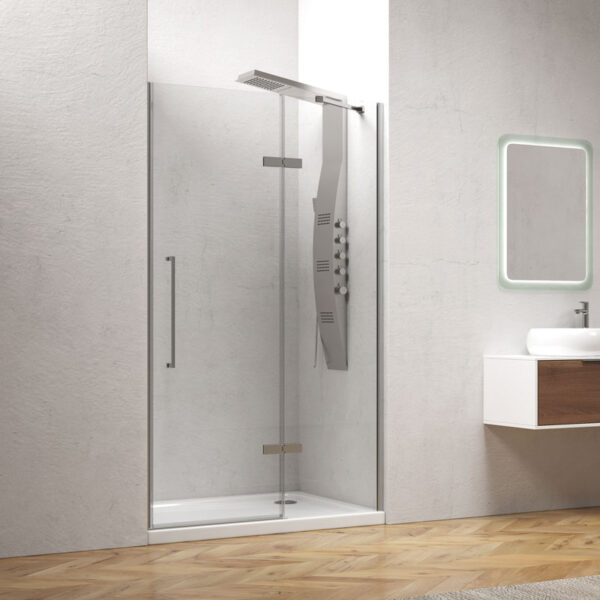 Kabinë dushi mur më mur Tinos 400 1400x2000 Cromo me kristal transparent Nano 8 mm Kabinë dushi mur më mur Tinos 400 1400x2000 Cromo me kristal transparent Nano 8 mm