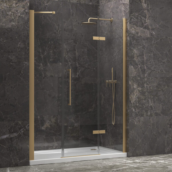 Kabinë dushi mur më mur Tinos 600 1400x2000 Oro me kristal transparent Nano 8 mm (36 Fisso) Kabinë dushi mur më mur Tinos 600 1400x2000 Oro me kristal transparent Nano 8 mm (36 Fisso)