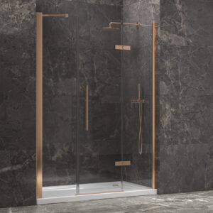 Kabinë dushi mur më mur Tinos 600 1750x2000 Rose Gold me kristal transparent Nano 8 mm (31 Fisso)