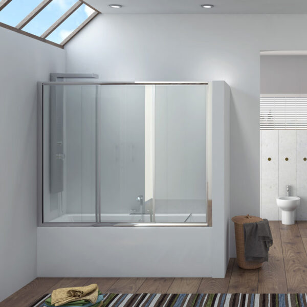 Penta K-100 1400x1480 Cromo me vaskë dushi mur më mur me kristal transparent 4 mm (S-20A3)