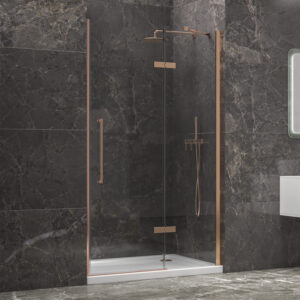 Kabinë dushi Tinos 400 1000x2000 Rose Gold mur më mur me kristal transparent Nano 8 mm