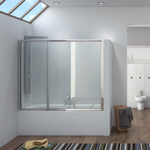 Penta K-100 1400x1480 Cromo me vaskë dushi mur më mur me kristal transparent 4 mm (S-20A3)